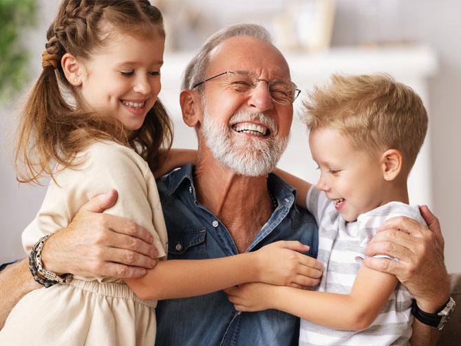 Grandfather and grandchildren